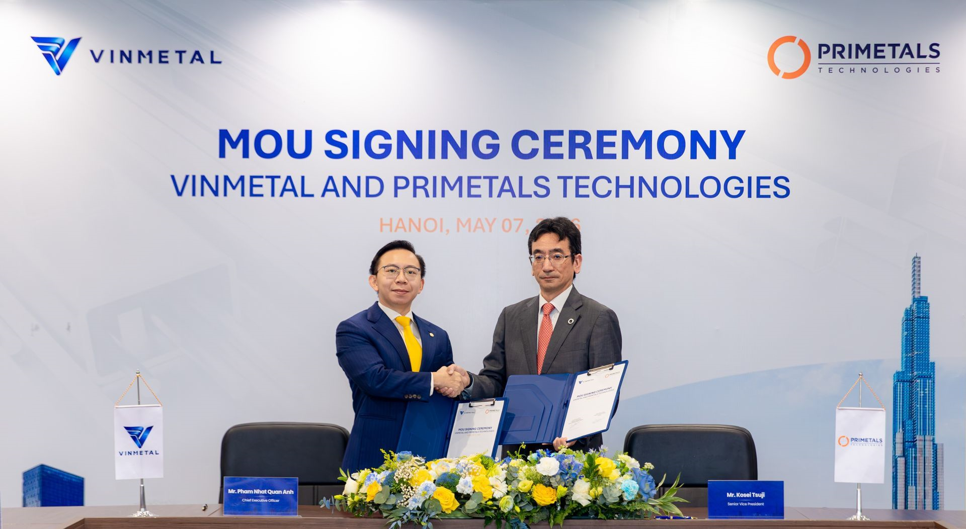 VinMetal hợp tác Primetals phát triển công nghệ sản xuất thép tiên tiến hàng đầu thế giới
